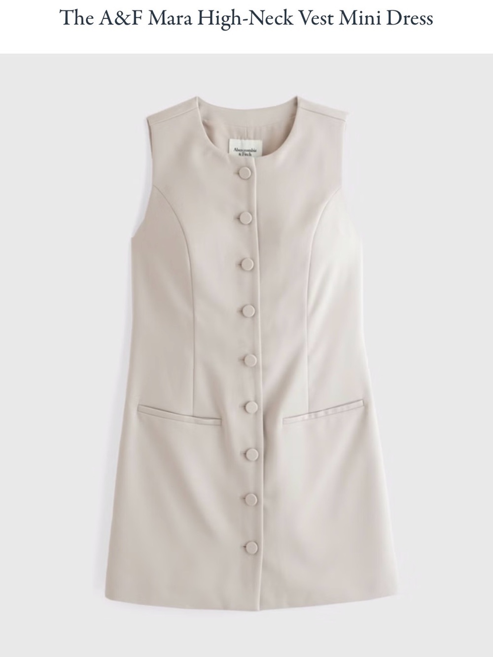 Abercrombie & Fitch Sleeveless Button-Front Mini Dress in Light Beige